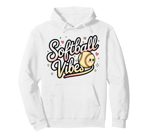 Softball Vibes Groovy Game Day Hoodie - Novelty Apparel for Adults - T-Shirt, Sweatshirt, Hoodie