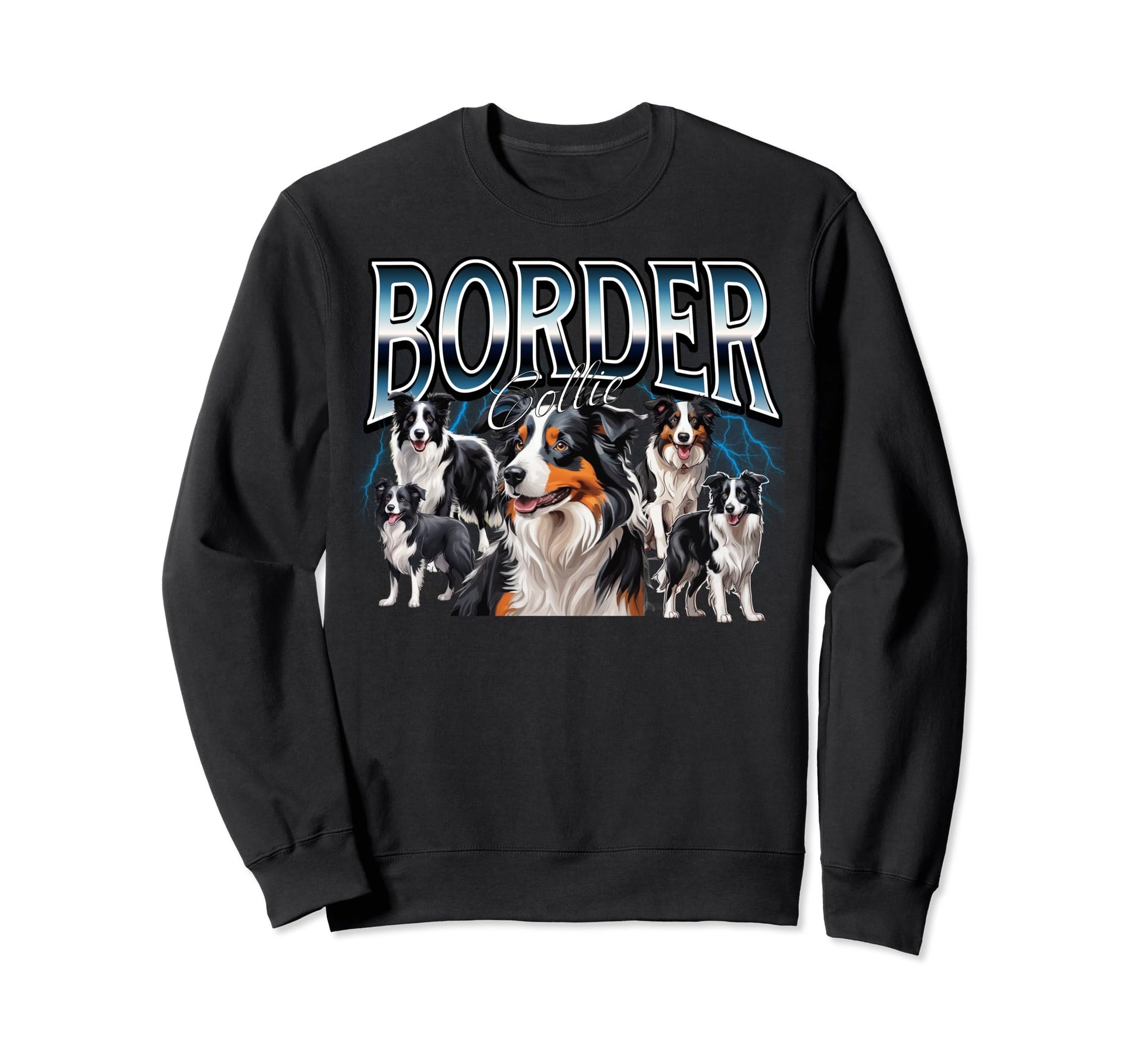 Border Collie Dog 90S Bootleg Sweatshirt - Custom Art Print Men Women - T-Shirt, Sweatshirt, Hoodie