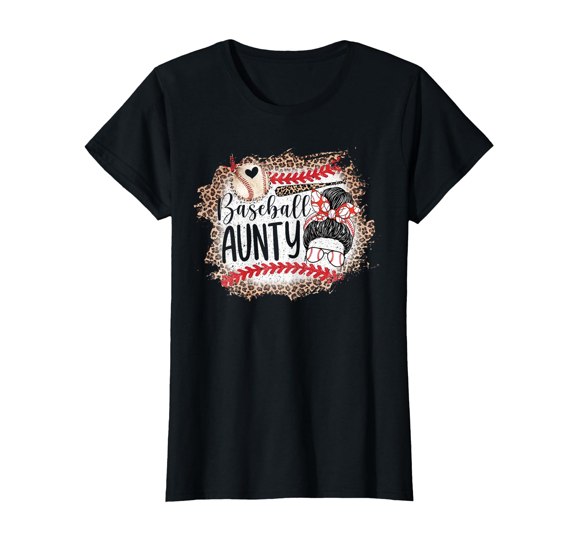 Baseball Aunty Messy Bun Baseball Lover Aunt T-Shirt - Graphic Print Unisex - T-Shirt, Sweatshirt, Hoodie