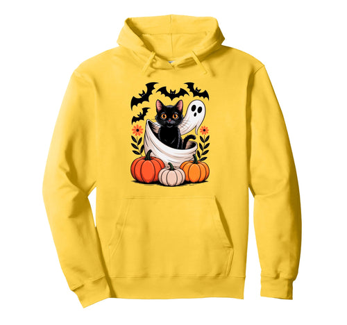 Boho Halloween Cat Ghost Spooky Mama Hoodie - Casual Everyday Wear Unisex - T-Shirt, Sweatshirt, Hoodie