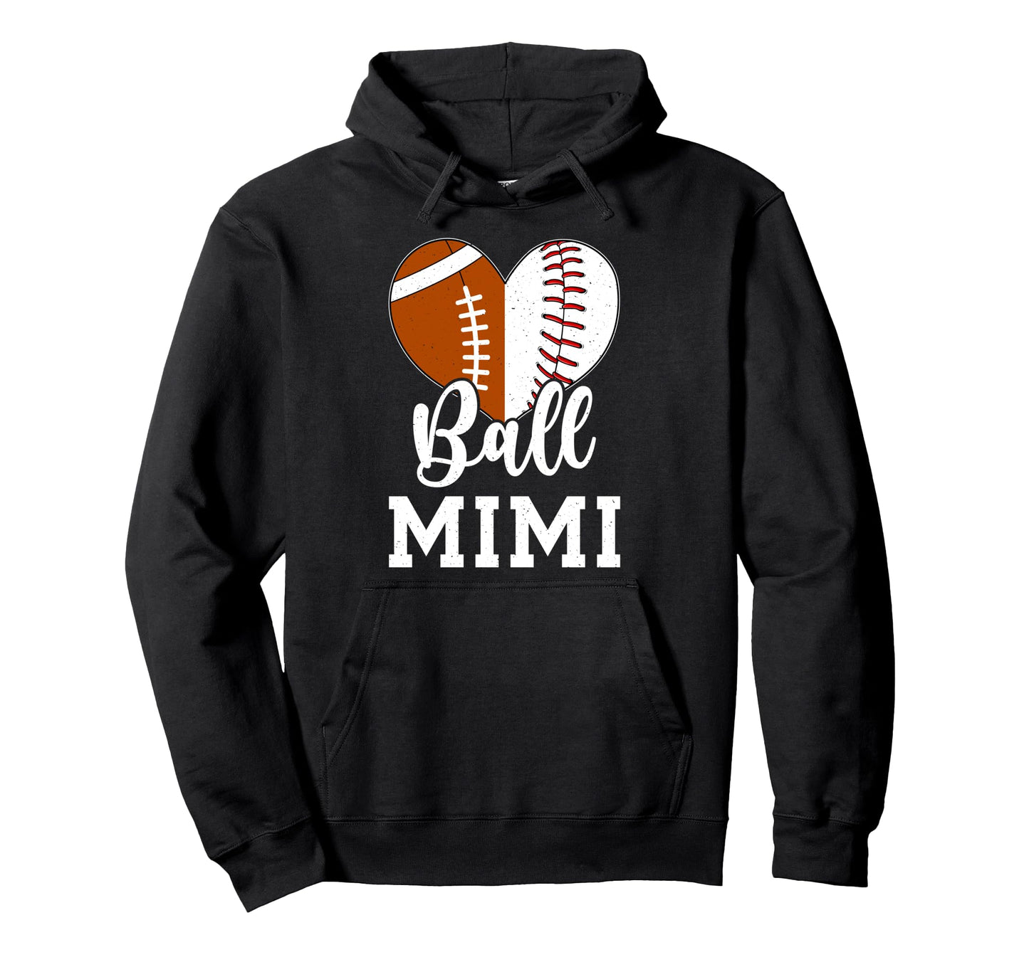 Ball Mimi Grandma Heart Baseball Hoodie - Graphic Print for Adults - T-Shirt, Sweatshirt, Hoodie