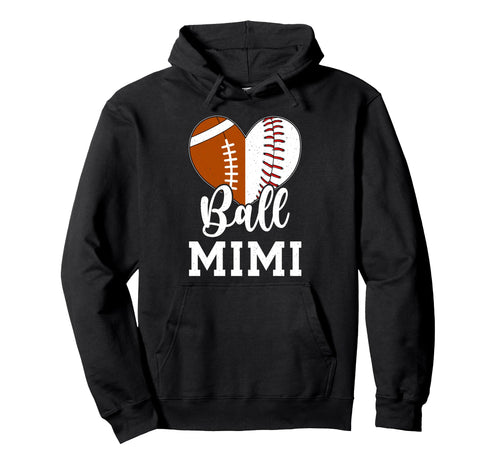 Ball Mimi Grandma Heart Baseball Hoodie - Graphic Print for Adults - T-Shirt, Sweatshirt, Hoodie