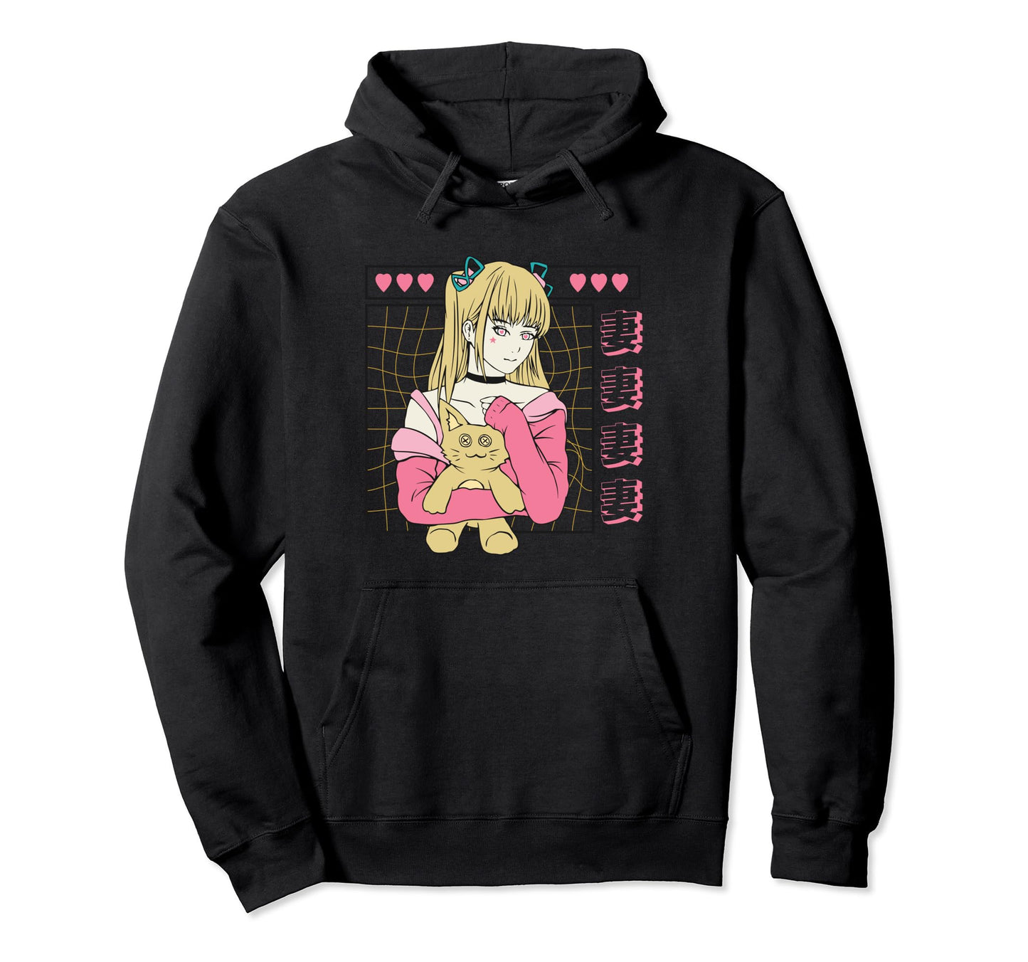 Anime Teddy And Red Eyes Art Japanese Hoodie - Minimalist Print for Adults - T-Shirt, Sweatshirt, Hoodie