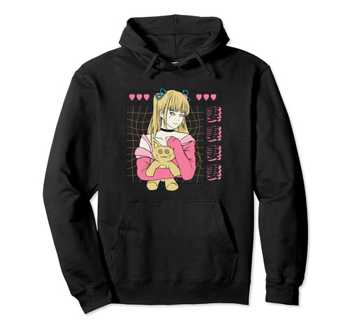 Anime Teddy And Red Eyes Art Japanese Hoodie - Minimalist Print for Adults - T-Shirt, Sweatshirt, Hoodie