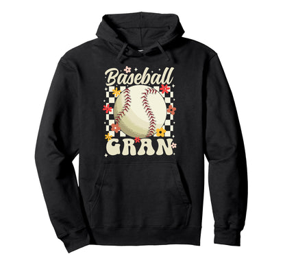 Baseball Gran Groovy Gran Baseball Player Hoodie - Minimalist Print Unisex - T-Shirt, Sweatshirt, Hoodie