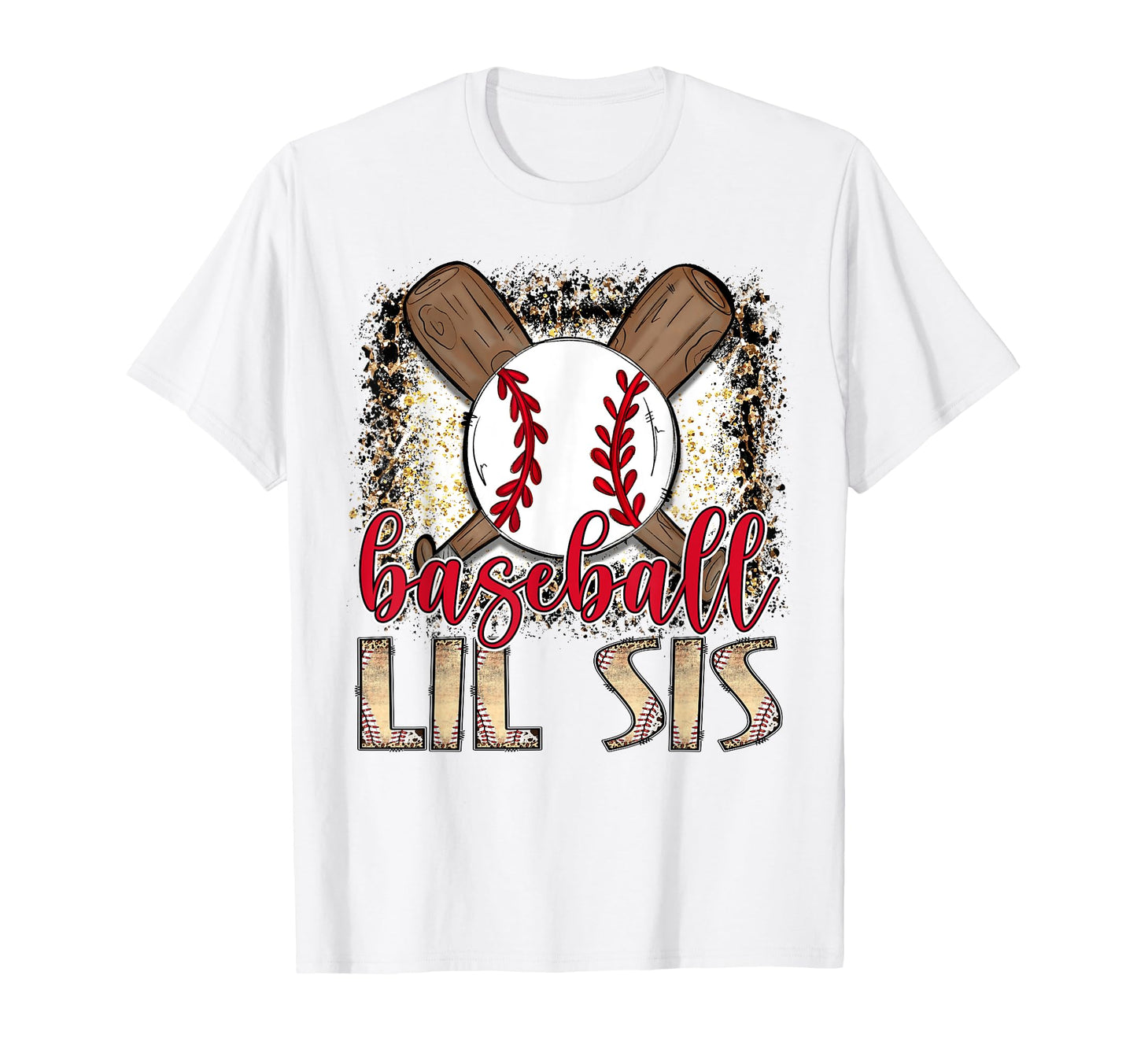 Baseball Lil Sis Leopard Proud Ball Lil Sis T-Shirt - Graphic Print Unisex - T-Shirt, Sweatshirt, Hoodie