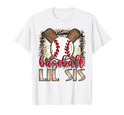 Baseball Lil Sis Leopard Proud Ball Lil Sis T-Shirt - Graphic Print Unisex - T-Shirt, Sweatshirt, Hoodie