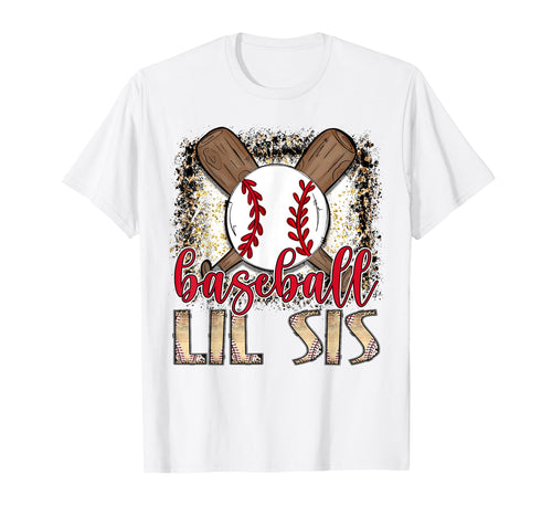 Baseball Lil Sis Leopard Proud Ball Lil Sis T-Shirt - Graphic Print Unisex - T-Shirt, Sweatshirt, Hoodie