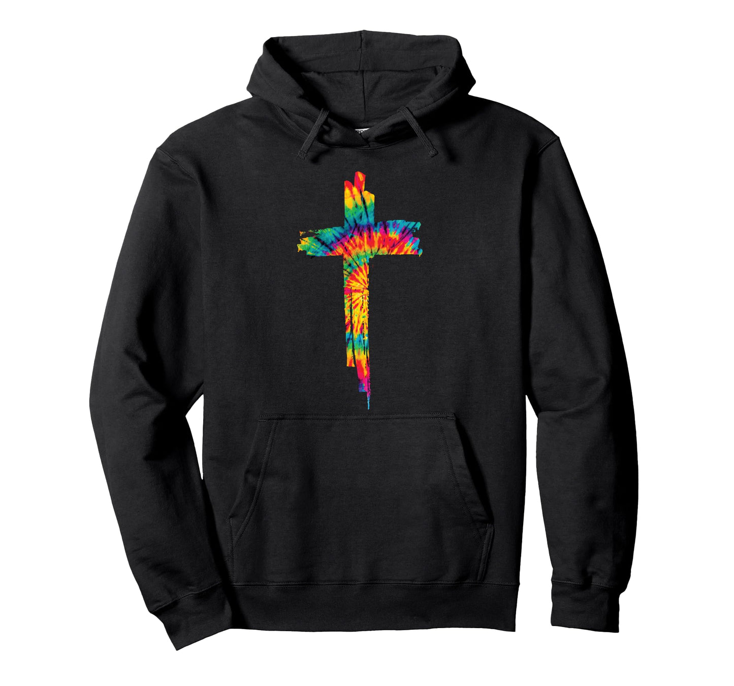 Jesus Christian Cross Tie Dye Rainbow Hoodie - Unique Graphic for Adults - T-Shirt, Sweatshirt, Hoodie