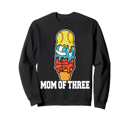 Softball Volleyball Basketball Mom Sweatshirt - Trendy Graphic for Adults - T-Shirt, Sweatshirt, Hoodie