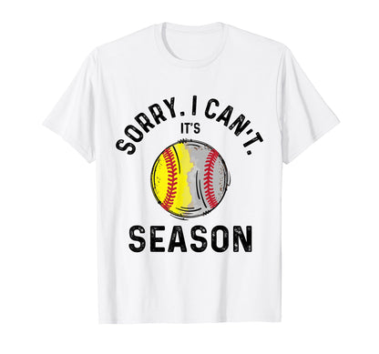 Softball Mom Baseball Sorry I Cant T-Shirt - Novelty Apparel for Adults - T-Shirt, Sweatshirt, Hoodie