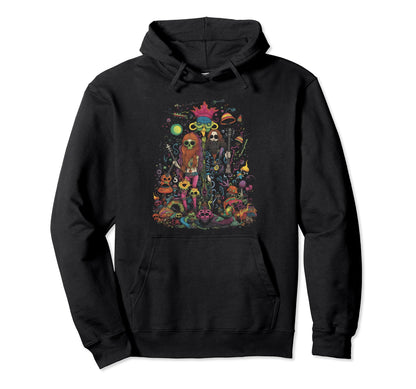 Hippie Boho Skeleton Music 3 Hoodie - Aesthetic Graphic Unisex - T-Shirt, Sweatshirt, Hoodie