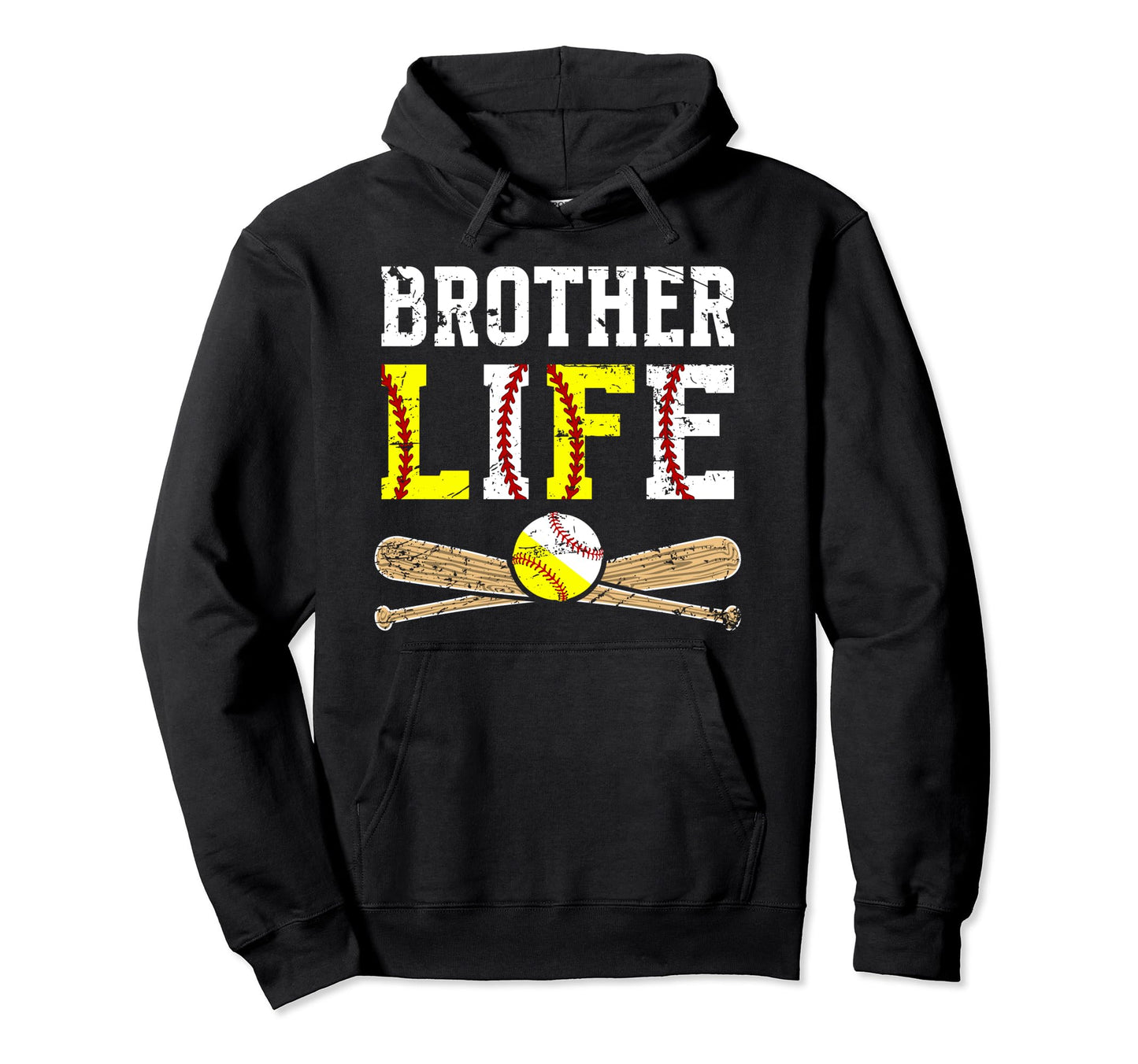 Baseball Softball Brother Life Hoodie - Minimalist Print Men Women - T-Shirt, Sweatshirt, Hoodie