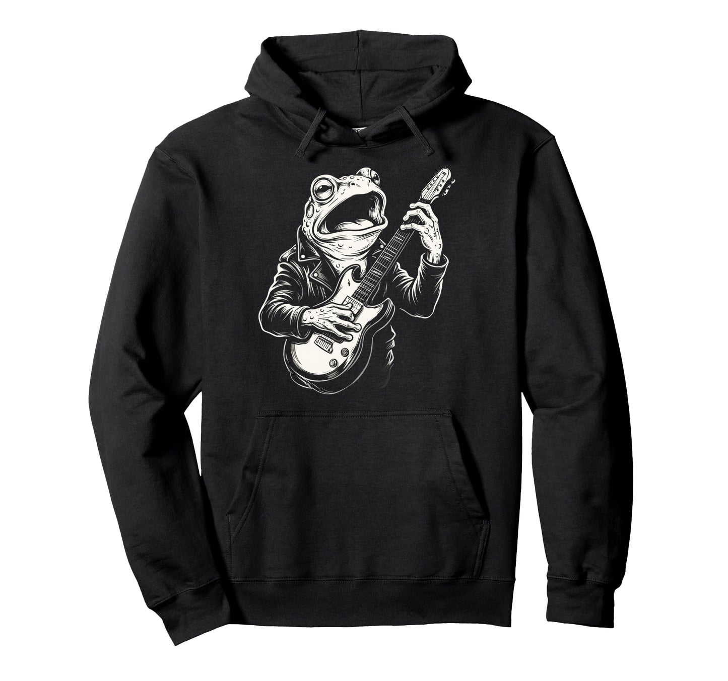 Funny Frog Playing Guitar Heavy Metal Hoodie - Custom Art Print for Adults - T-Shirt, Sweatshirt, Hoodie