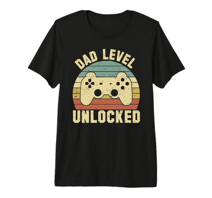 Mens Dad Level Unlocked Fathers Day Gamer T-Shirt - Unique Graphic Unisex - T-Shirt, Sweatshirt, Hoodie
