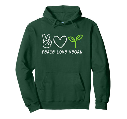 Vegan Peace Love Vegan Activism Veggies Hoodie - Streetwear Style Unisex - T-Shirt, Sweatshirt, Hoodie