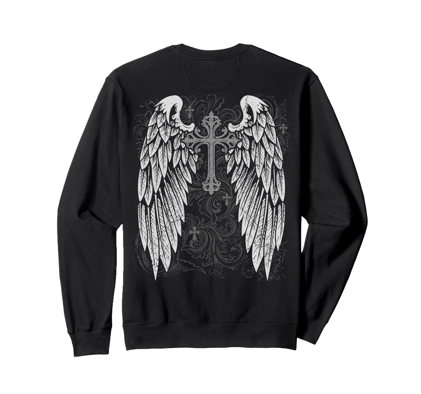 Grunge Wings Angel Back Cross Y2K 2000S Sweatshirt - Trendy Graphic Unisex - T-Shirt, Sweatshirt, Hoodie