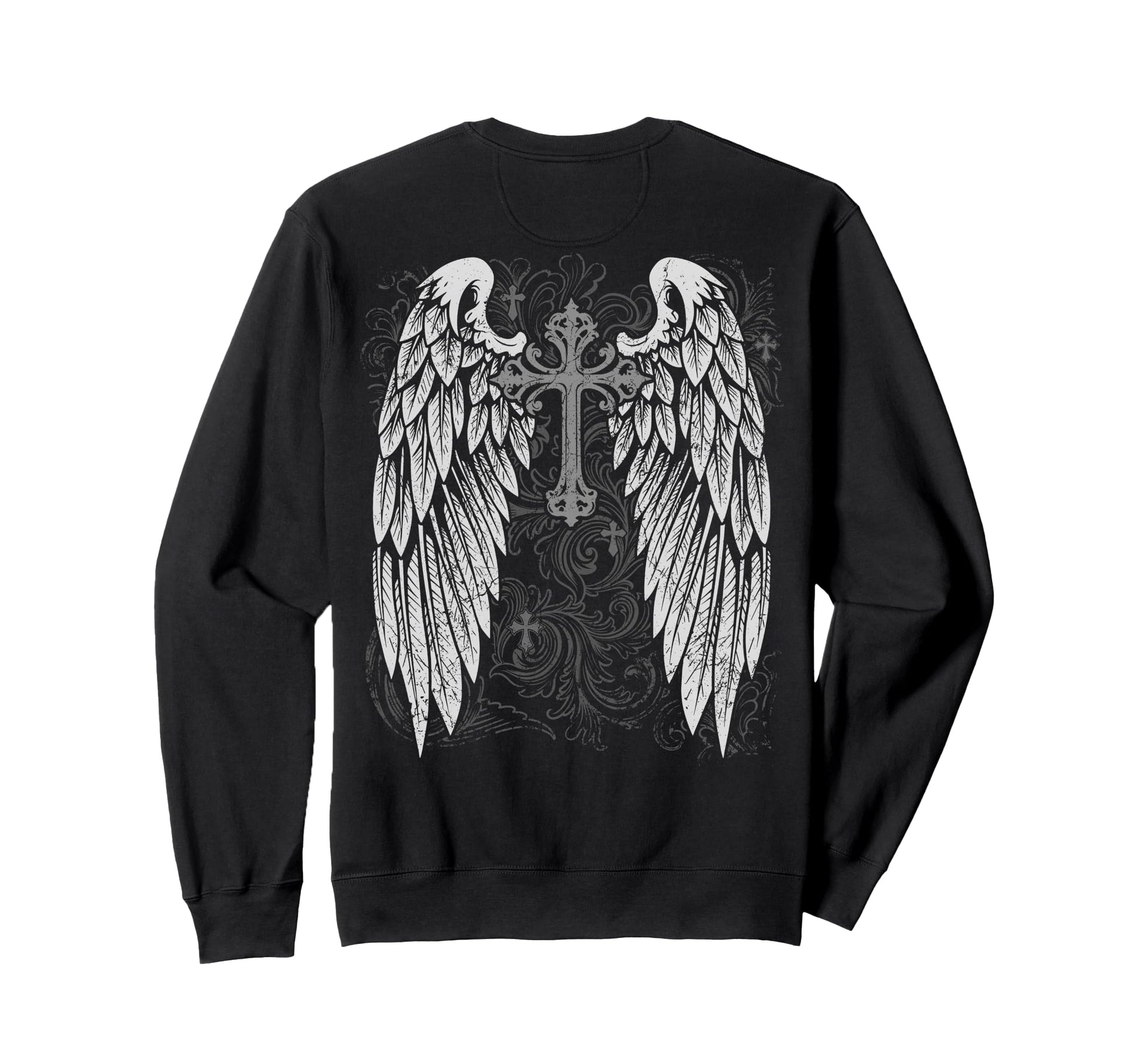 Grunge Wings Angel Back Cross Y2K 2000S Sweatshirt - Trendy Graphic Unisex - T-Shirt, Sweatshirt, Hoodie