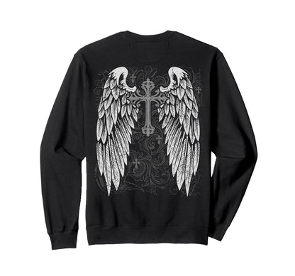Grunge Wings Angel Back Cross Y2K 2000S Sweatshirt - Trendy Graphic Unisex - T-Shirt, Sweatshirt, Hoodie