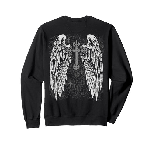 Grunge Wings Angel Back Cross Y2K 2000S Sweatshirt - Trendy Graphic Unisex - T-Shirt, Sweatshirt, Hoodie