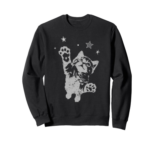 Y2K Cat Jumping Stars Silly 90S 2000S Sweatshirt - Custom Art Print Unisex - T-Shirt, Sweatshirt, Hoodie