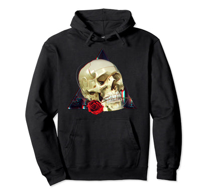 Vaporwave Aesthetic Techwear Skull Hoodie - Novelty Apparel for Adults - T-Shirt, Sweatshirt, Hoodie