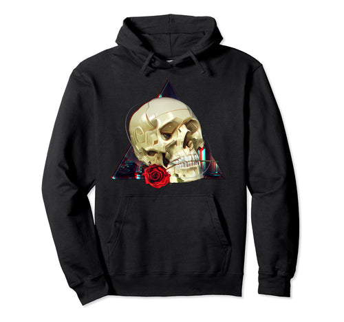 Vaporwave Aesthetic Techwear Skull Hoodie - Novelty Apparel for Adults - T-Shirt, Sweatshirt, Hoodie