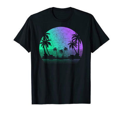 Beach Vaporwave Aesthetic 80S Art Palm T-Shirt - Aesthetic Graphic Unisex - T-Shirt, Sweatshirt, Hoodie