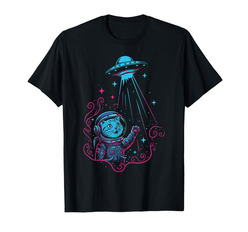 Astronaut Cat Ufo Vaporwave Aesthetic T-Shirt - Streetwear Style Unisex - T-Shirt, Sweatshirt, Hoodie