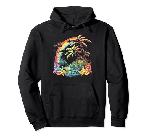 Palm Tree 60S Surf 80S Beach Island Hoodie - Aesthetic Graphic Men Women - T-Shirt, Sweatshirt, Hoodie