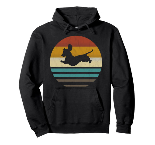 Dachshund Silhouette 60S 70S Grunge Hoodie - Minimalist Print for Adults - T-Shirt, Sweatshirt, Hoodie