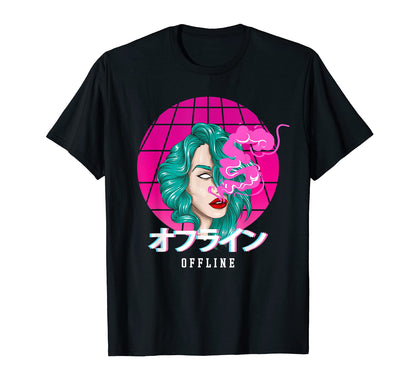 Offline Smoking Anime Japanese T-Shirt - Aesthetic Graphic Unisex - T-Shirt, Sweatshirt, Hoodie