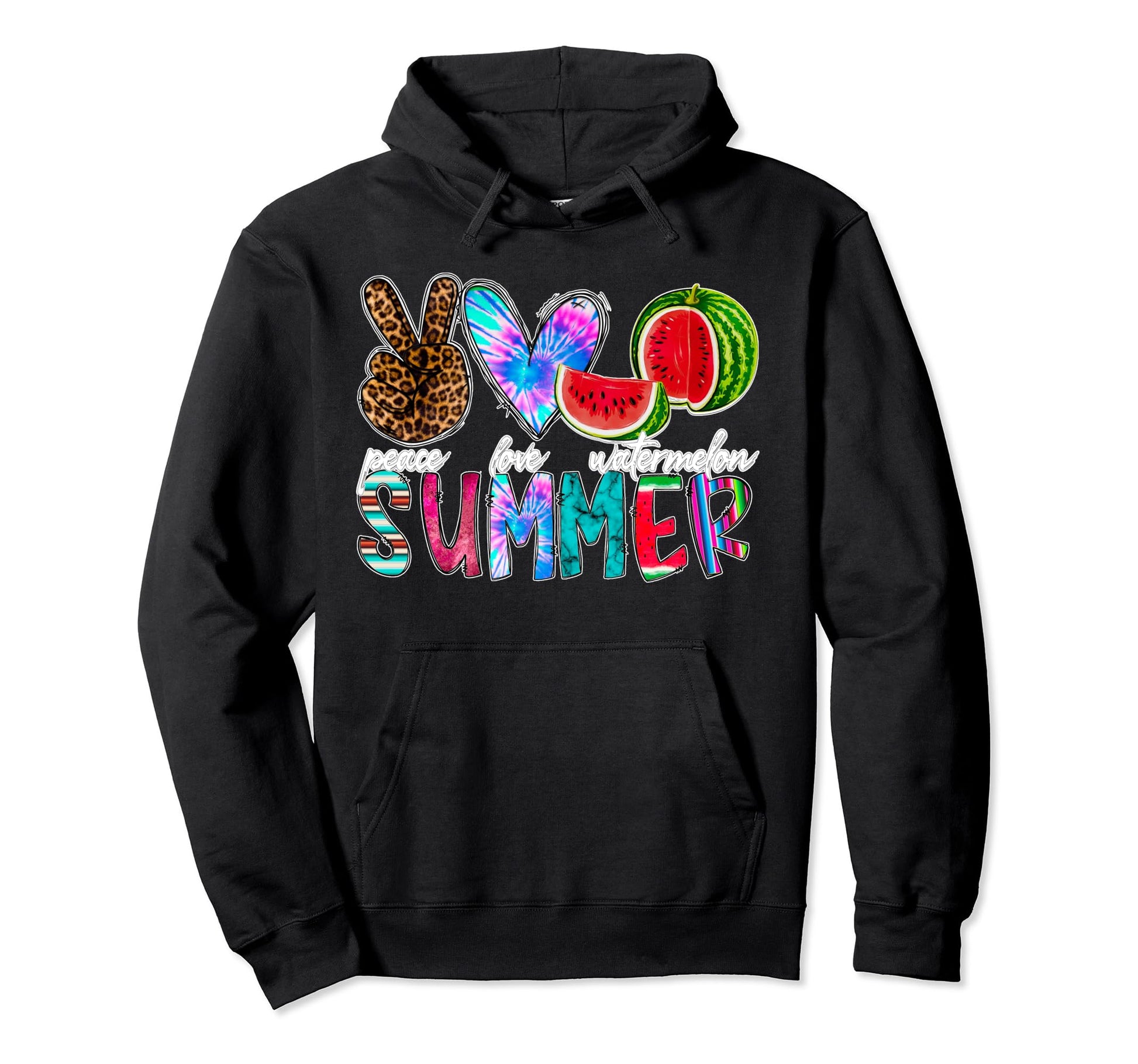 Peace Love Watermelon Summer Hoodie - Custom Art Print Men Women - T-Shirt, Sweatshirt, Hoodie