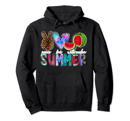 Peace Love Watermelon Summer Hoodie - Custom Art Print Men Women - T-Shirt, Sweatshirt, Hoodie