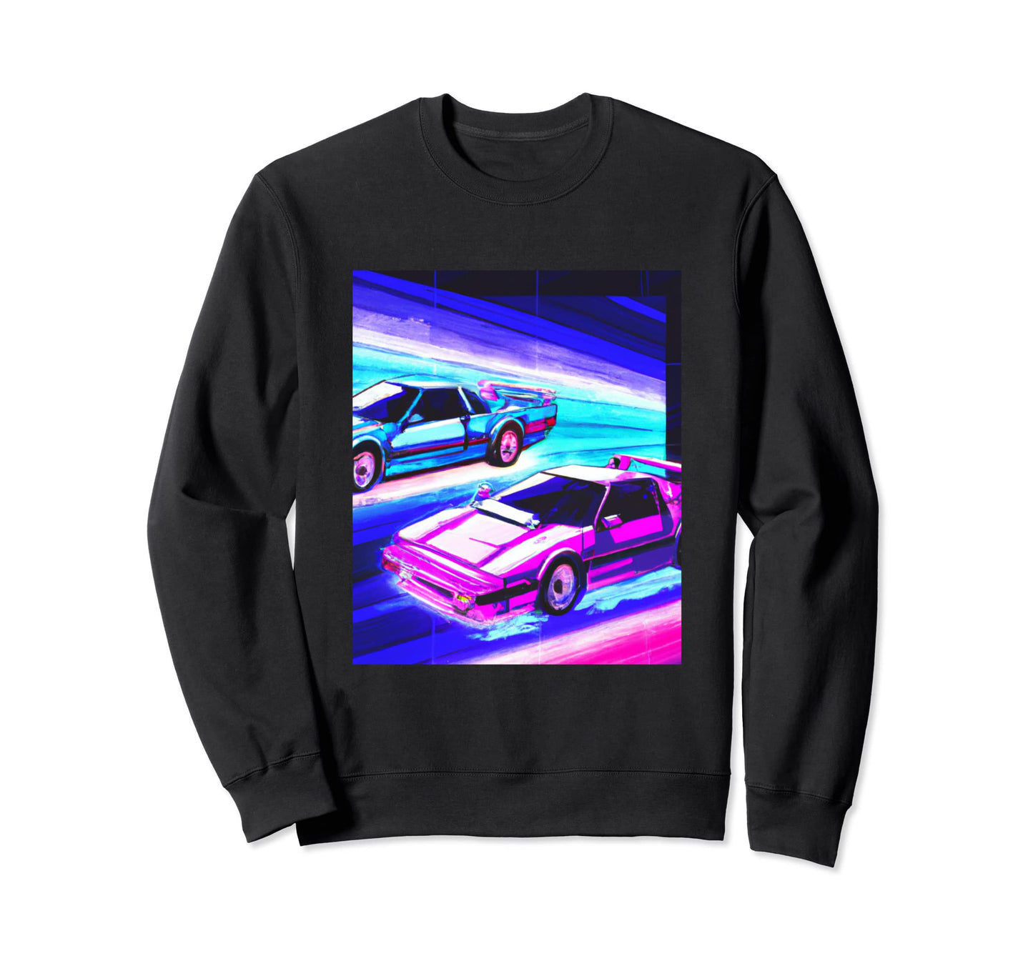 Vaporwave Car Synthwave City Sweatshirt - Casual Everyday Wear for Adults - T-Shirt, Sweatshirt, Hoodie