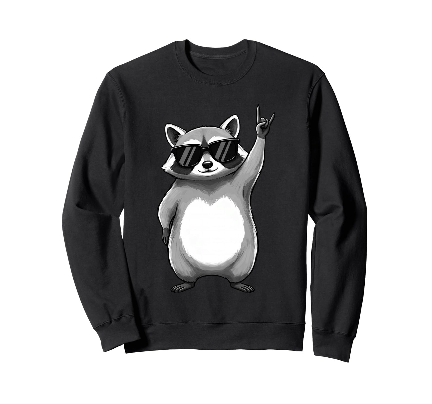 Raccoon Rocking Out Music Gift Sweatshirt - Aesthetic Graphic Unisex - T-Shirt, Sweatshirt, Hoodie