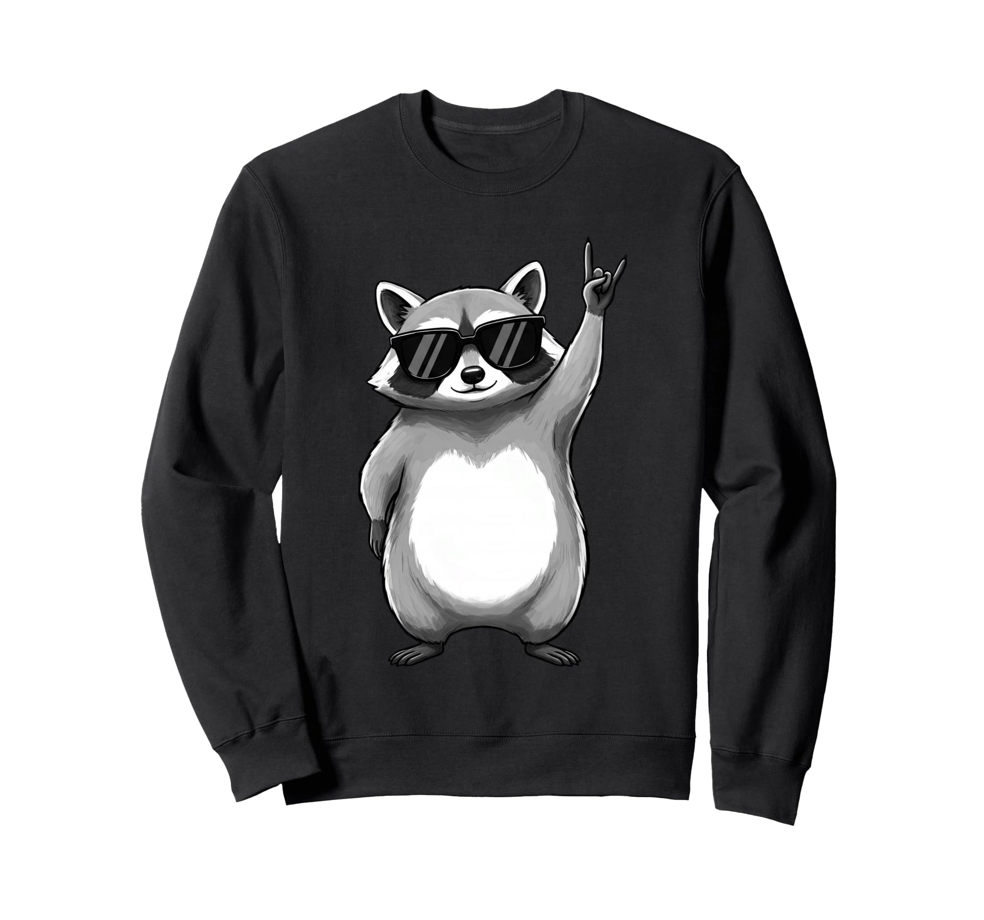 Raccoon Rocking Out Music Gift Sweatshirt - Aesthetic Graphic Unisex - T-Shirt, Sweatshirt, Hoodie