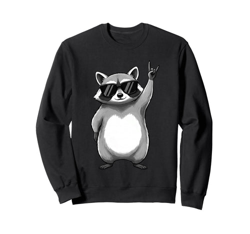 Raccoon Rocking Out Music Gift Sweatshirt - Aesthetic Graphic Unisex - T-Shirt, Sweatshirt, Hoodie