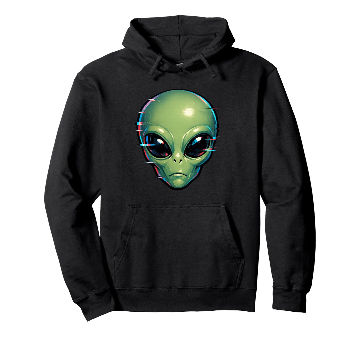 Alien Head Space Glitch Vaporwave Aesthetic Hoodie - Graphic Print Unisex - T-Shirt, Sweatshirt, Hoodie