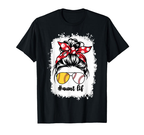 Half Softball And Baseball Aunt Life T-Shirt - Custom Art Print for Adults - T-Shirt, Sweatshirt, Hoodie