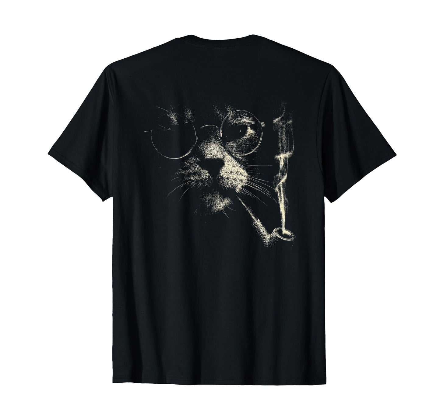 Cat Smoking Pipe Glasses Meme Grunge T-Shirt - Casual Everyday Wear Unisex - T-Shirt, Sweatshirt, Hoodie