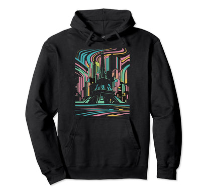Paris Vaporwave Eifel Tower Futuristic Hoodie - Unique Graphic Unisex - T-Shirt, Sweatshirt, Hoodie