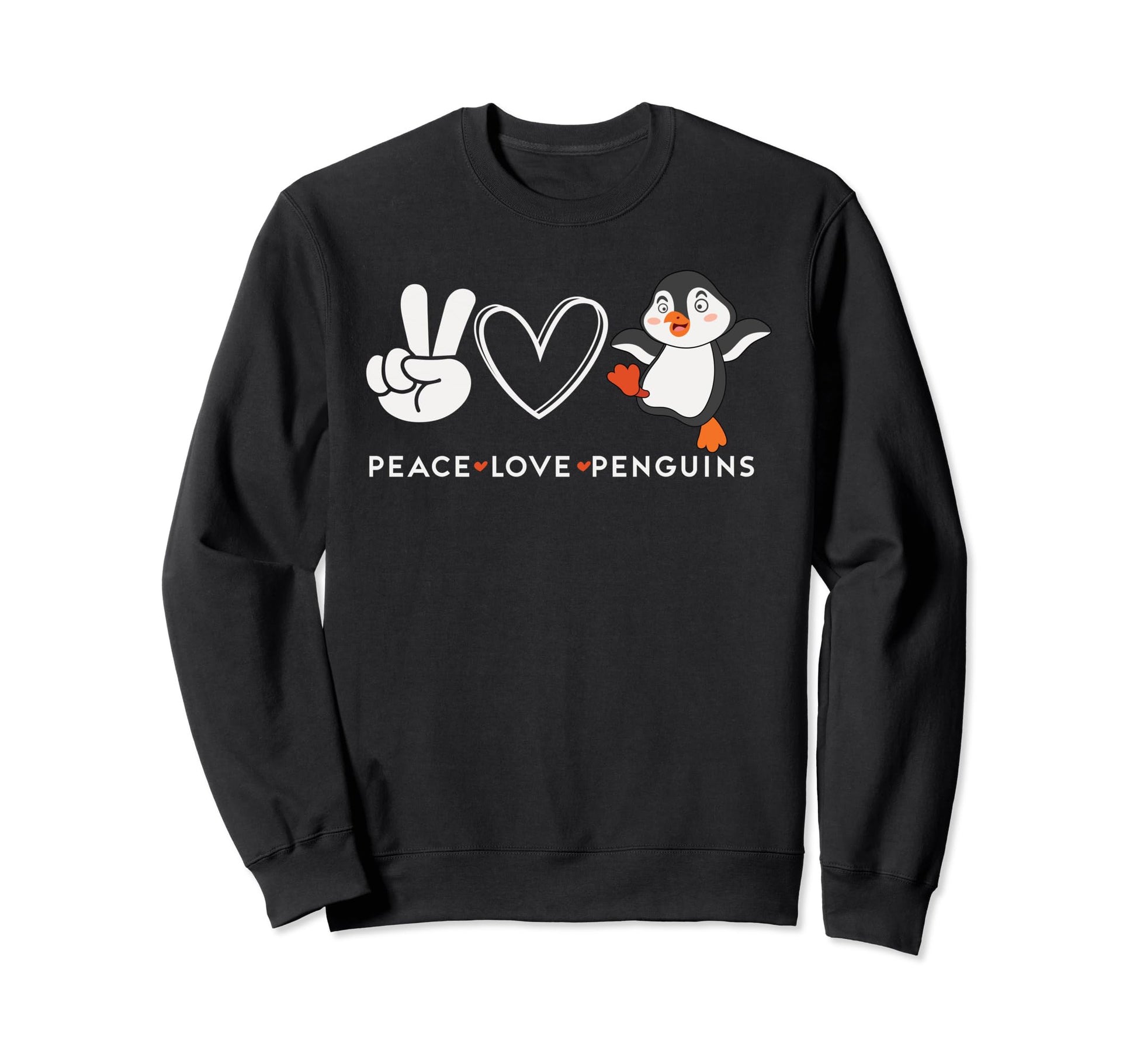 Peace Love Penguins Sweatshirt - Custom Art Print Unisex - T-Shirt, Sweatshirt, Hoodie