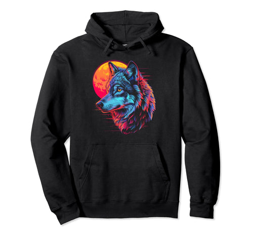 Wolf Vaporwave Aesthetic Synthwave 80S 90S Hoodie - Unique Graphic Unisex - T-Shirt, Sweatshirt, Hoodie