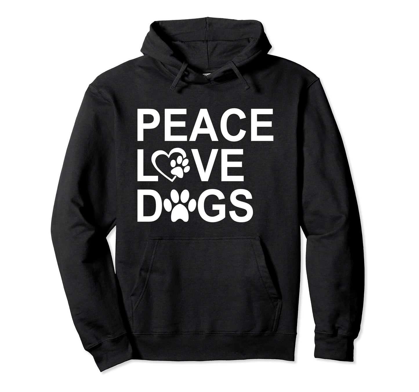 Peace Love Dogs Peace Love Paw Rescue Hoodie - Fun Novelty Design Unisex - T-Shirt, Sweatshirt, Hoodie