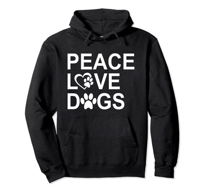 Peace Love Dogs Peace Love Paw Rescue Hoodie - Fun Novelty Design Unisex - T-Shirt, Sweatshirt, Hoodie