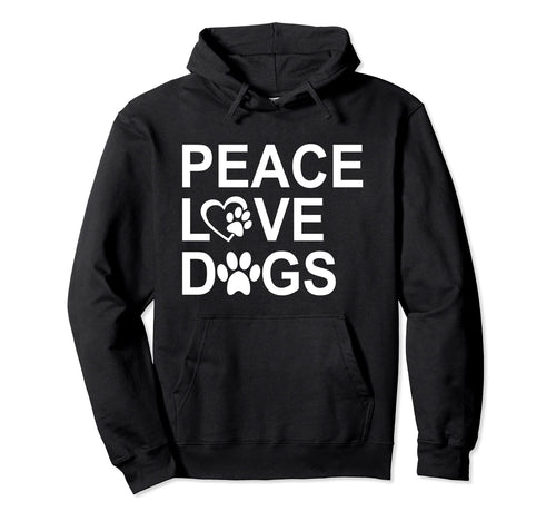 Peace Love Dogs Peace Love Paw Rescue Hoodie - Fun Novelty Design Unisex - T-Shirt, Sweatshirt, Hoodie
