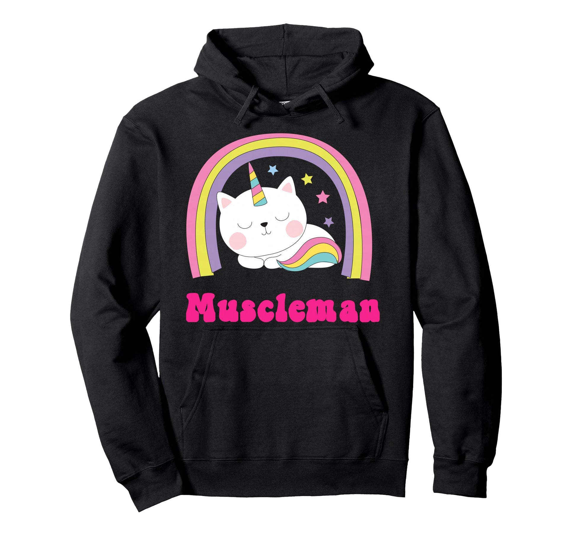 Muscleman Sarcastic Rainbow Funny Unicorn Hoodie - Trendy Graphic Unisex - T-Shirt, Sweatshirt, Hoodie
