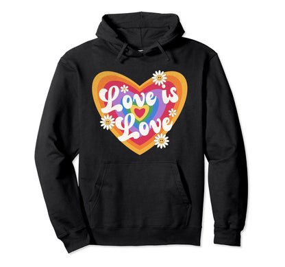 Rainbow Heart Love Is Love Lgbt Gay Hoodie - Casual Everyday Wear Unisex - T-Shirt, Sweatshirt, Hoodie