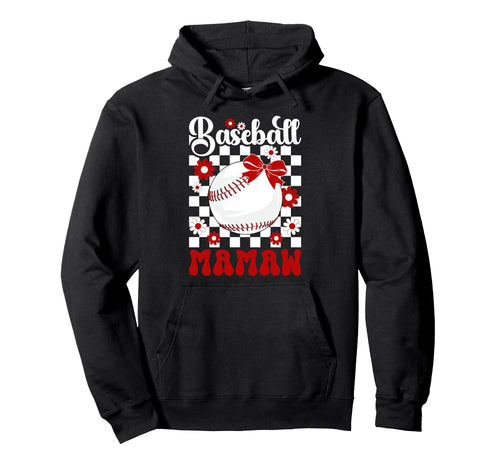 Baseball Mamaw Groovy Mamaw Baseball Hoodie - Graphic Print for Adults - T-Shirt, Sweatshirt, Hoodie